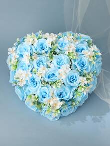婚车后视镜、门把手、车头装饰花、人造玫瑰花、婚礼节日装饰花束、婚车鲜花 - 藍色 - 查看 12