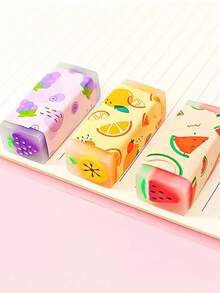 1pc Cute Creative Fruit Shaped Eraser, Novelty Stationery School Supplies, Perfect Student Gift (Random Color) - Multicolor - View 7