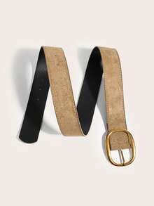 1条棕色麂皮搭扣简约时尚百搭装饰腰带，适合搭配牛仔裤、裙子、休闲装、日常穿搭 - 棕色 - 查看 12