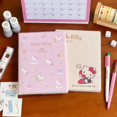 Sanrio Agenda Hello Kitty | Capa, Páginas Pautadas, Notação de Data, Superfície Fosca, Adequada para Uso Escolar, Escritório e Doméstico, Presente de Halloween Perfeito