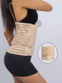 Three-Section Hook And Loop Adjustable Women's Waist And Abdominal Belt, Back Protection Belt, Correction Belt, Abdominal Girdle; Suitable For Daily Sedentary, Postpartum Recovery And Other People - Apricot - View 4