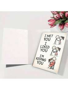 1pc Creative Valentine's Day Greeting Card, Theme: "I've Met You, I Like You, I Want To Have You", Warm And Touching Design, High-Quality Valentine's Day Card And Best Gift Choice. ( - Đỏ - Xem 4