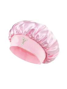 1pc Children's Smooth Satin Letter Print Sleep Cap, Fashionable & Comfortable, Breathable Anti-Slip, Daily Hair Care Cap - Multicolor - View 6