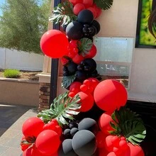 60个红黑乳胶气球套装，适用于万圣节、求婚、情人节、圣诞节、生日派对、性别揭晓派对、婚礼、订婚、周年纪念、母亲节、生日礼物、洗礼装饰、节日装饰、教师节礼物、室内外装饰 - 彩色 - 查看 5