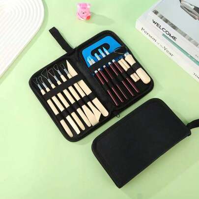15pcs Soft Clay Sculpting Tool Set, Includes Pottery Modeling Tools And Storage Bag For DIY Clay Crafts