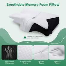 1 chiếc gối kê cổ bằng mút hoạt tính, gối nâng đỡ cổ mềm mại và thoải mái, gối ngủ. - màu đen - Xem 6