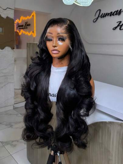 Body Wave 200% Density 13x4 HD Transparent Lace Frontal Human Hair Wigs 38 40 Inches Brazilian Pre Plucked With Baby Hair Water Wave Lace Front Wig For Women Natural Black