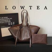 low tea 2个装低茶色纯色PU皮革单肩包，女士休闲大容量手提包，书包式设计，双提手按扣闭合，适合旅行、购物、约会、作为女士礼物，适合青少年女孩、大学生、初学者和白领，是办公室、学校、工作、商务、通勤、户外、旅行、野餐的理想之选。 - 咖啡 - 查看 8