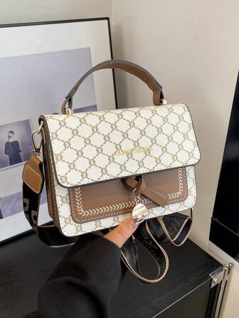 Plaid Retro Small Square Bag, Fashion Elegant Double-Layer Handbag, PU Leather Tote Shoulder Bag, Versatile For Women Daily Use