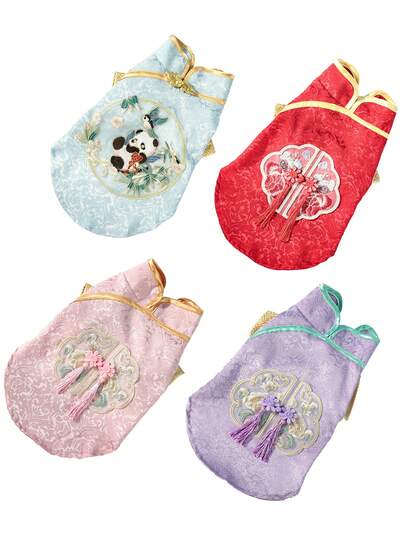 1pc Chinese Style Retro Lightweight Pet Jacket Made Of Polyester, Suitable For Small To Medium Cats And Dogs For Indoor Or Outdoor Wear (Not Suitable For Large Dogs)