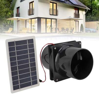 12V 6-Inch Exhaust Fan With Round Duct And 10W Solar Panel