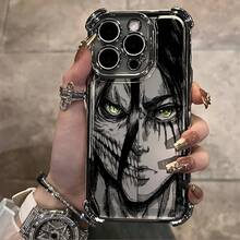 Funda de teléfono creativa personalizada, a la moda y genial: Nueva serie animada, popular nueva serie de dibujos animados, Ataque a los Titanes, protección contra golpes y caídas en las cuatro esquinas, adecuada para  17/17 Pro/17 Pro Max/17 Air/ 16/16 Pro/16 Pro Max/16 Plus/ 15/15 Pro Max/15 Pro/15 Plus/ 14/14 Pro/14 Plus/14 Pro Max/ 13/13 Pro/13 Pro Max/12/12 Pro/12 Pro Max/11/11 Pro/11 Pro Max/XR/X/XS/XS Max. Es el regalo de cumpleaños perfecto para novias, novios, esposos, esposas, amigos o para uno mismo, innovador y a la moda, adecuado tanto para hombres como para mujeres. - Negro 3300 - Ver 2