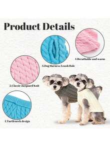 1 pieza de cómodo suéter tejido para gatos y perros - Un suéter de acrílico suave adecuado para mascotas pequeñas y medianas, cálido en invierno y otoño, disponible en 7 colores, lavable a máquina, atuendo para fiestas, Pascua, Día del Regalo, Día de San Valentín - Rosa - Ver 6