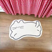 1 件卡通猫形柔软舒适可水洗地毯，适用于客厅、卧室、浴室、厨房、家居装饰、节日装饰 - 黑與白 - 查看 1