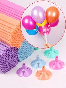 50pcs/Pack Multicolor Macaron Balloon Sticks, Various Colors Available, Macaron Color Balloon Support Rods, Balloon Holders, Balloon Sticks, Balloon Rods, Handheld Balloon Holders, Balloon Support Rods - Multicolor - View 4