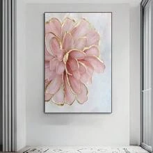 1 Set 5D DIY Diamond Painting - "Delicate Soft Floral: Pink Tone Flowers, Golden Textured Edges" - Large Size Frameless Mosaic Full Drill Round Acrylic Diamond Painting DIY Kit, Suitable For Home And Office Desktop Decor - Multicolor - View 12