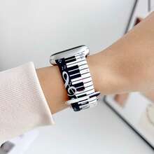 1pc Y2K Cute Creative Piano & Music Note Printed Silicone Watch Strap Compatible With Apple Watch Band Strap 38mm 40mm 41mm 42mm 44mm 45mm 49mm (S10 42)Mm (S10 46)Mm, Fashionable Soft Silicone Sports Watch Strap Bands Compatible With Iwatch Series 11 Ultra 3 SE3 Ultra 2 S10 SE2 9 8 7 SE 6 5 4 3 2 1, Men And Women Holiday Gift.