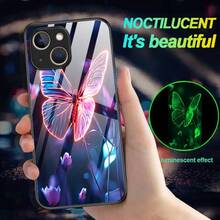 Glow-In-The-Dark Butterfly Pattern Shockproof Luminous Phone Case, Compatible With Apple 17/16/15/14/13/12/11, 11 Lite, Redmi 10C/12C/Note 9s/10/11/12/13 Pro, Galaxy S25 Ultra/S24/S23/S22/S21/S20/Note 20/A12/A13/A14/A15/A16/A21S/A22/A23/A32/A33/A34/A51/A52/A53/A54, Glossy Stylish New Design