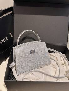 女士手提包，流行高品质奢华包，时尚托特单肩包，适合日常出行 - 銀色 - 查看 5