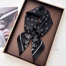 1条佩斯利花纹仿丝男士头巾，多功能颈巾、头带、配饰 - 彩色 - 查看 1