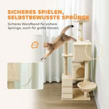 Cat Tree 140 Cm Cat Tower With Hammock, Ladder, Cave, 2 Plush Balls, Sisal Posts, 48 X 48 X 140 Cm, Beige - Ginger - View 2