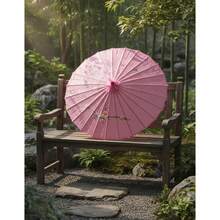 Paraguas de papel para bodas (1/2/5/10 piezas) - Mangos de madera, paraguas de papel pintados a mano, sombrillas blancas, paraguas de papel al óleo redondos chinos retro, perfectos para bodas, novias, bodas vintage, sombrillas al aire libre, sombrillas Hanfu, accesorios, fotografía y decoraciones de boda. - Rosa - Ver 15