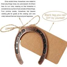 10/20Sets Good Lucky Horse Shoes With Kraft Tag, Metal Mini Craft Horseshoes Decorations For Rustic Vintage Wedding Party Decor Western Party Decorations,Avoid Contact With Food. - Multicolor - View 4