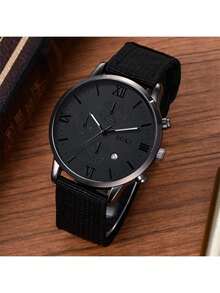 1 Set Orologio da Uomo, include 1 Orologio Casual Sportivo Stile Industriale Rotondo al Quarzo con Funzione Calendario, abbinato a Cinturino in Pelle Intrecciata Stile Punk, adatto per Uso Quotidiano, Regalo di Compleanno, Feste e Raduni, Idea Regalo Perfetta per Te o i Tuoi Amici. Senza Confezione Regalo. - nero - Visualizzare 6