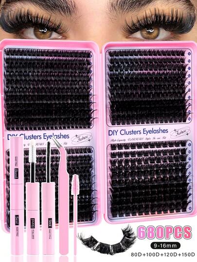 סט ריסים מלאכותיים D-Curl בקיבולת גדולה עם 680/800 יחידות, עבים ומלאים, שילובים מרובים, טבעי ורך. הסט כולל דבק ריסים, דבק, ג'ל קיבוע, פינצטה ומברשת ריסים, מתאים לריסים דלילים ולריסים מלאכותיים. מתאים לנסיעות, ללבישה יומיומית (למתחילים), חתונות, דייטים, מסיבות, חגים, גם סט ריסים נהדר לחג המולד/ליל כל הקדושים/מתנה.