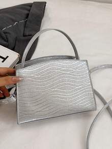 女士手提包，流行高品质奢华包，时尚托特单肩包，适合日常出行 - 銀色 - 查看 9