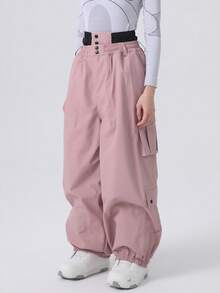 1pc Unisex Thick Ski Pants - Loose Fit Winter Ski Gear, Reinforced Structure, Suitable For Skiing, Snowboarding And Outdoor Activities - Cold-Resistant (Hand Wash) - Fit For Men, Women And Teenagers. - Watermelon Pink - View 5