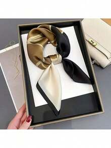 27.56inch Square Bohemian Floral Print Satin Scarf, Vintage Floral Pattern Polyester Soft Lightweight Elastic Hair Scarf Head Wrap Bandana Neck Shawl Bag Accessory For Christmas Wedding Party Vacation - Những bông hoa lớn màu xanh lam và cam - Xem 7