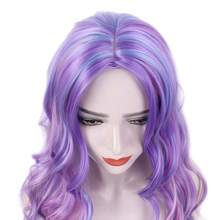 Peluca de unicornio para mujeres y niñas STfantasy, peluca larga y rizada, linda y soñadora para fiestas de Halloween y carnaval - Morado - Ver 3