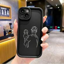 Handyhülle: Vater - Sohn Bond - thematisierte minimalistische Handyhülle: heiß verkaufte kreative Muster, neue gerillte Handyhülle, lustig, einfach und modisch für Männer und Frauen, geeignet für iPhone Handyhülle - Schwarz - Übersicht 7