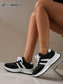 ZKBBO 女士休闲运动鞋，多功能步行鞋，轻便舒适，四季皆宜，适合 CrossFit 训练，复古健身跑步鞋 - 黑色 - 查看 5