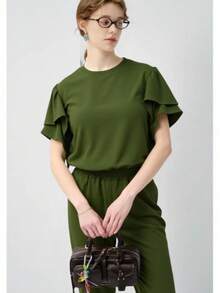 Women's Duna Short Sleeve Jogger Pants Set - Summer Spring - Green - View 2