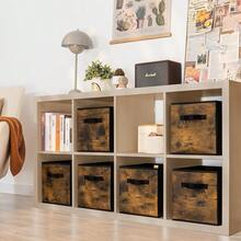 Cube Storage Bins, Cube Storage Organizer With Handles, Foldable Storage Cubes, Cubby Bins, Wood Print Storage Bins, Fit Cube Storage Unit, Rustic Brown, 13 Inch 6-Pack - 鄉村棕色-6件裝 - 查看 3