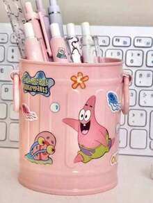 SPONGEBOB Retro American Style Luxury Pen Holder, High-End Office Desk Organizer, Large Capacity Art Student Stationery Storage Box - Multicolor - View 5