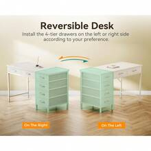 Computer Desk With 6 Drawers, 40 Inch Small Desk With Storage, Reversible Desk With Headphone Hook For Home Office, Work Study Table For Bedroom, White - White - View 4