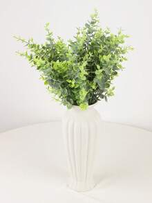 2/4pcs 35-Head Artificial Eucalyptus Leaf Bouquet, Bridal Bouquet Decor Material, Valentine's Day Gift Decor, Plastic Flower Pot Planter Accessories, Home Decor, Outdoor Garden, Windowsill, Bathroom Decor, Valentine's Day, New Year, Birthday Party Decor - Green With Pink - View 8