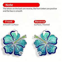 2D flat blue flower cartoon style pendant earrings, fashionable jewelry, party gifts, holiday gifts for family and friends - Un par - Ver 3