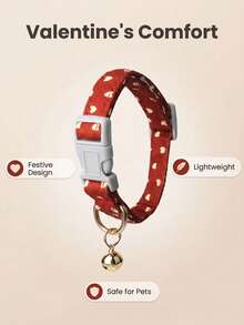 Valentine's Day Red And Pink Heart-Shaped Dog Collar With Bell Pendant, Quick Release Safety Buckle For Small Pets, Dog Collar, Cute, Dog And Cat Supplies