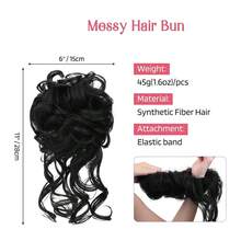 Moño de pelo negro con scrunchie, moño, moño desordenado, piezas de cabello, piezas de cabello despeinado, piezas de cabello para mujeres y niñas (negro natural) - #24 (rubio ceniza) - Ver 4