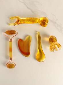 4/5/6/8/10件套按摩工具组合套装，包含面部按摩刮痧板、滚轮、身体肌肉按摩工具、梳子、背部、胸部和四肢刮痧板以及穴位按摩工具 - 彩色 - 查看 14