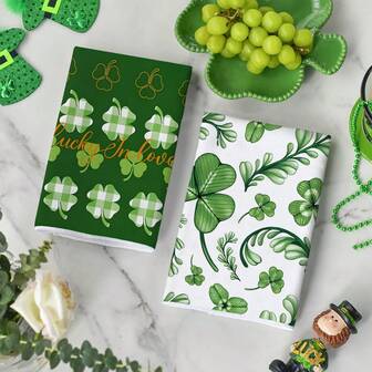 2/4 piezas Toalla de cocina del Día de San Patricio, Decoración de toalla del Día de San Patricio, Toalla de platos de la serie verde del Día de San Patricio, Regalo de inauguración de la casa, Decoración del hogar.
