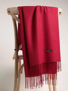 Double-Sided Solid Color Faux Cashmere Casual Polyester Scarf, Solid Color Muslim Hijab Scarf Suitable For Daily Outings, Dining, Dates, Autumn/Winter - Multicolor - View 22
