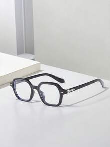 1 Pair Of Men's Acrylic Square Frame Ultra-Light Retro Non-Prescription Glasses