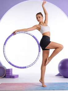 一套6个可拆卸泡沫衬垫不锈钢呼啦圈，可调节多段泡沫健身环，适用于有氧运动、核心力量训练、腰部塑形和舞蹈，便携且带重量，男女皆宜。 - 彩色 - 查看 3