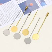 10pcs DIY Craft Supplies, Brooches, Scarf, Collar Decor Pins, Sweater Clips, Round Base Holders, Accessories - One-word Needle - View 3