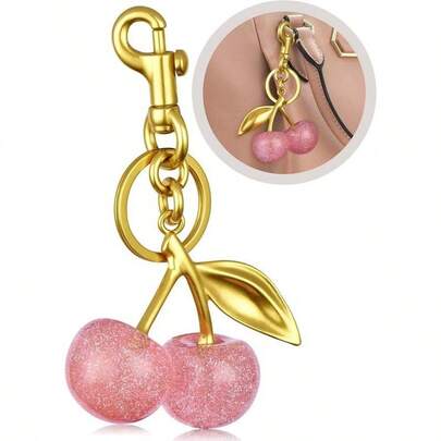 Keychain Cherry Bag Charm Wallet, Cute Women's Keychain - Car Keychain Leather Handbag, Cute Essential Accessories, Christmas Gift